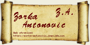 Zorka Antonović vizit kartica